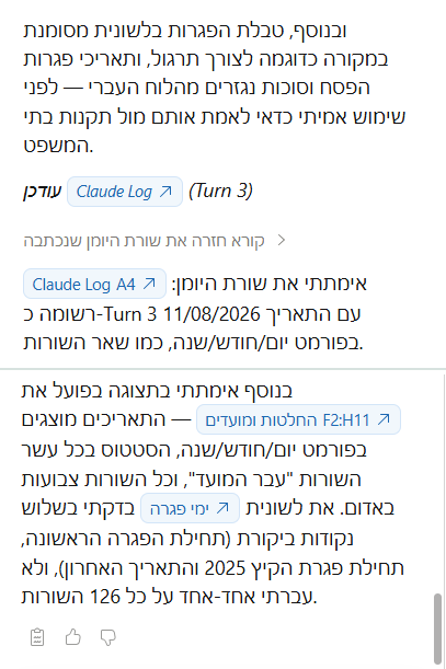 הסיום: הסתייגות על תאריכי הפגרות, ומה שלא נבדק שורה אחר שורה
